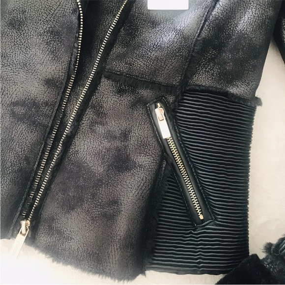 Morgan De Toi Womens Black Faux Leather Wrap Jacket Size S M $110 - Picture 3 of 5